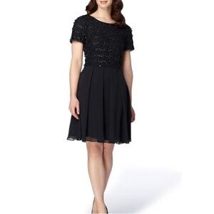 Tahari Arthur S. Levine black beaded open back dress NWT size 14